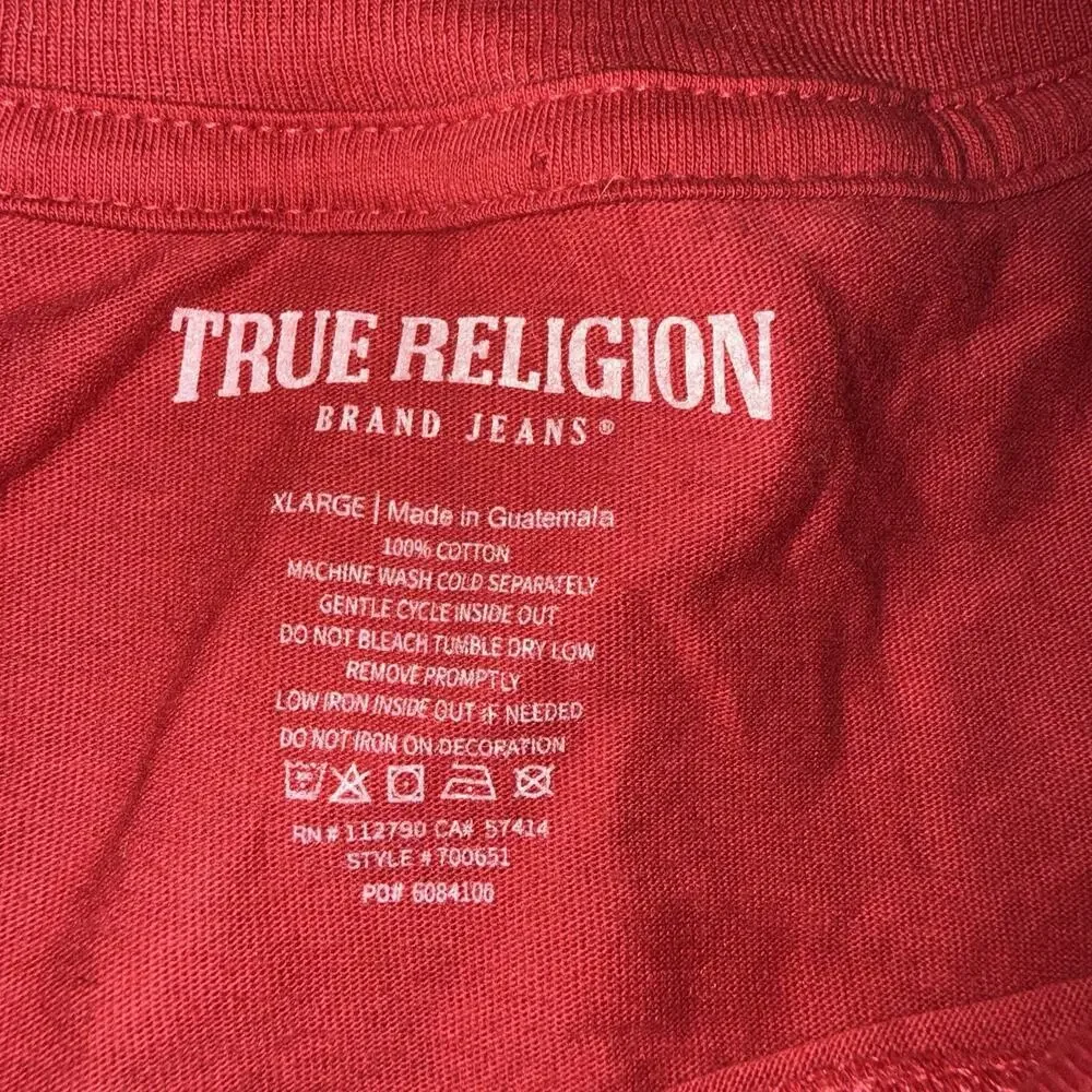 True Religion Buddha TR Arch SS Tee Graphic Logo Short Sleeve Crew Neck Red XL